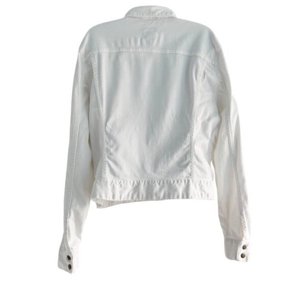 Lucky Brand Woman's Sz XL Sabrina Pearl White Denim Jean Jacket Snap Front - Picture 4 of 10